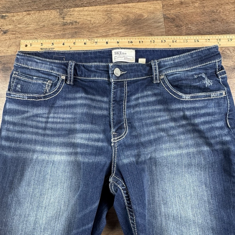BKE Payton Women's Bootcut Jeans Dark Wash Whiskering 33x31.5 - Picture 6 of 10